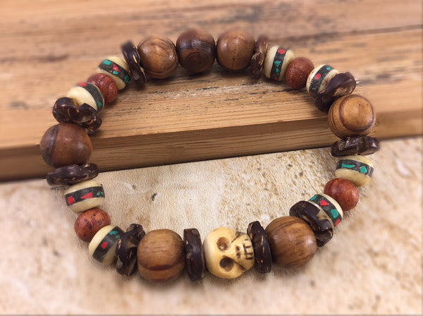 Wooden best sale skull bracelet